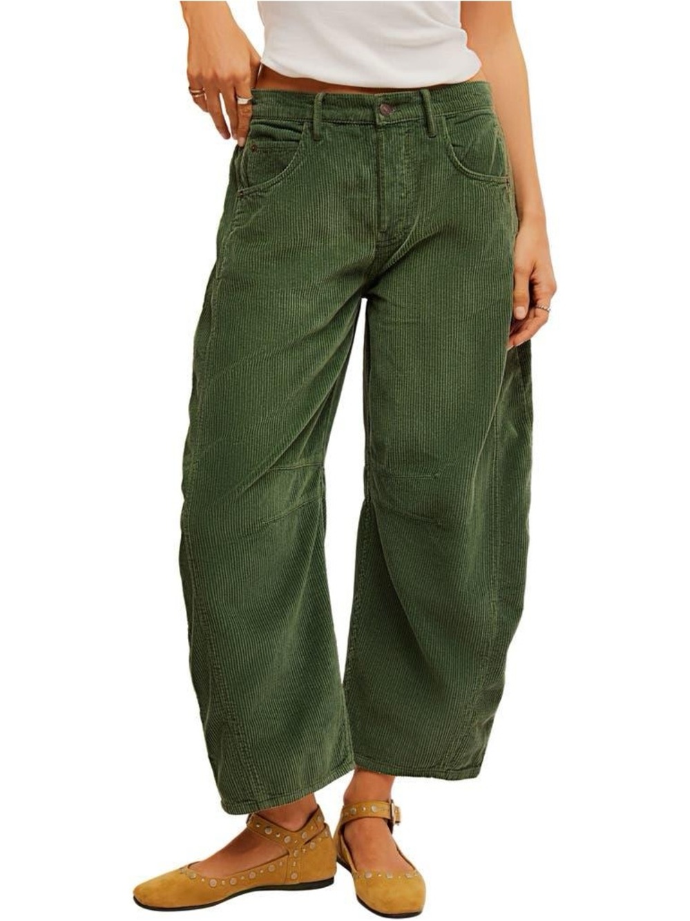 Free People We The Free Good Luck Mid-Rise Cord Barrel Jeans